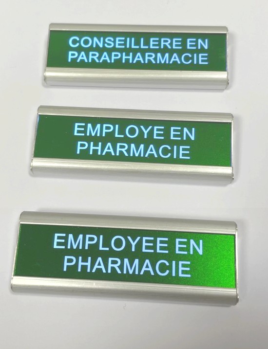 Badge employe en pharmacie, badge conseillre en pharmacie, badge employ en pharmacie