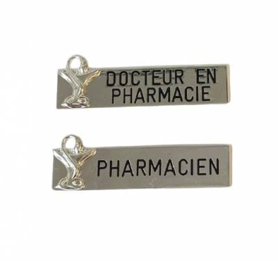 badge pharmacien métal argenté nildor