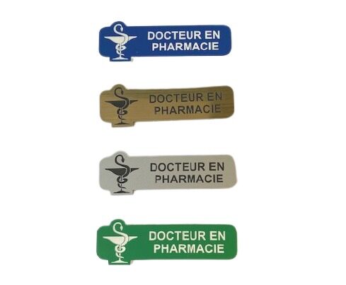 Badge docteur en pharmacie plastique